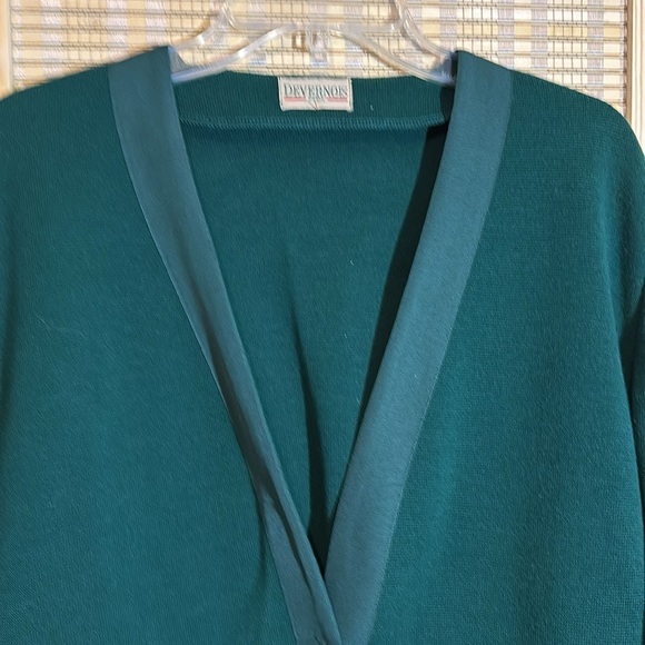 Devernois Paris Vintage 1970s Forest Green Preppy Cardigan Sweater Blazer 18? - Picture 2 of 16